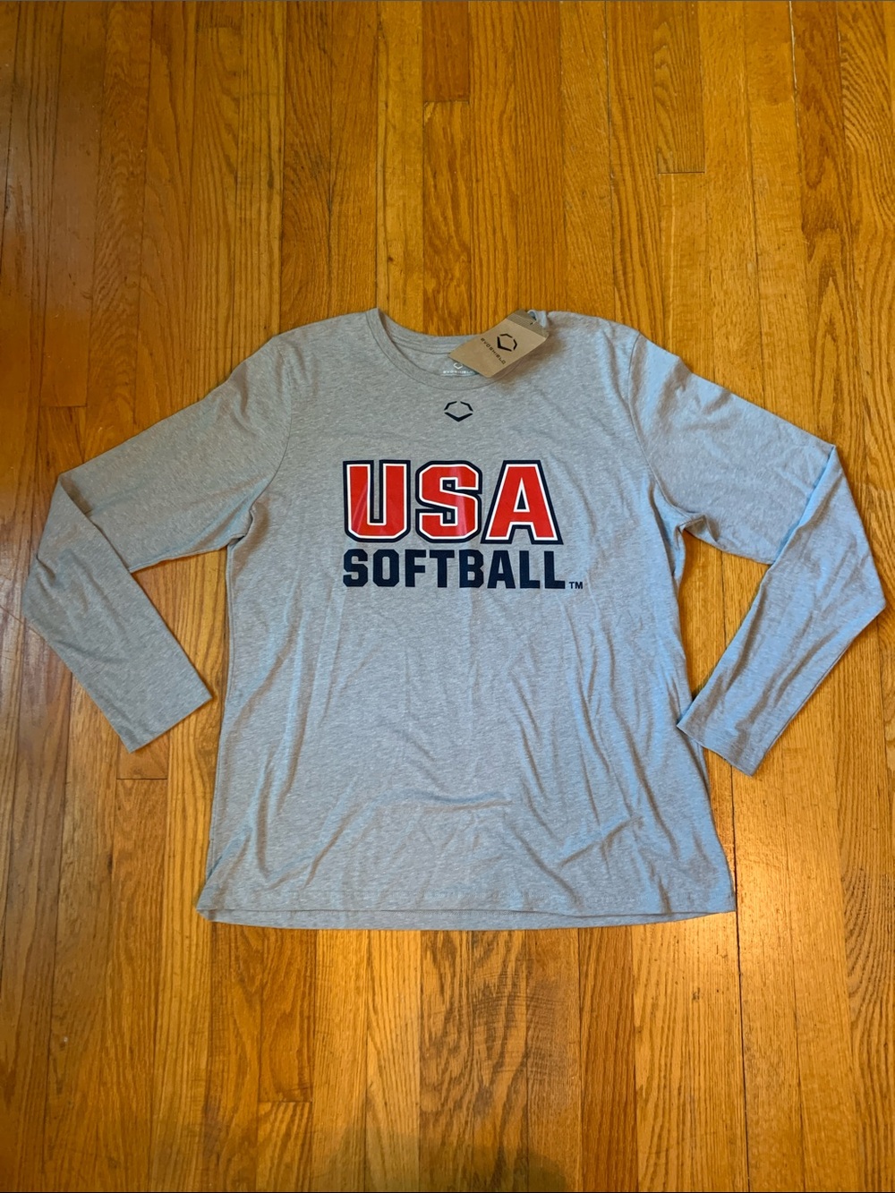 NWT Evoshield USA Softball Long Sleeve Tee - Gray Size LX